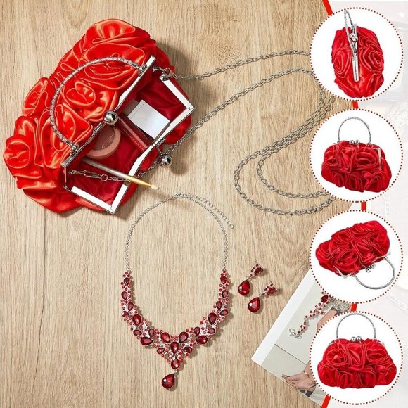 Flower Clutch Rhinestone Jewelry Set Women\'s Formal Evening Wedding Accessories main image 5